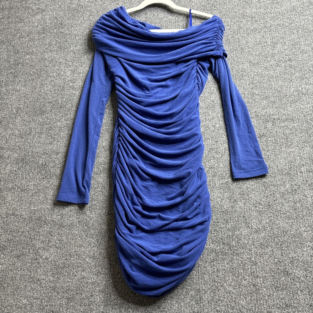 Runaway The Label Candor Mini Dress Size Medium NWT Off the Shoulder Ruched Blue - Picture 10 of 14
